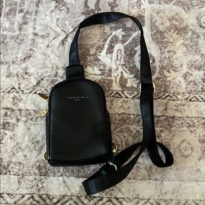 Black Crossbody Bag with Gold Accents